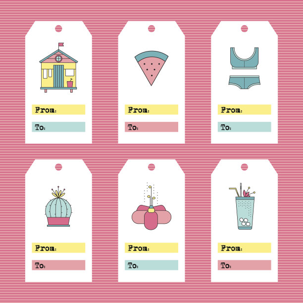 夏季沙滩组标签图片下载