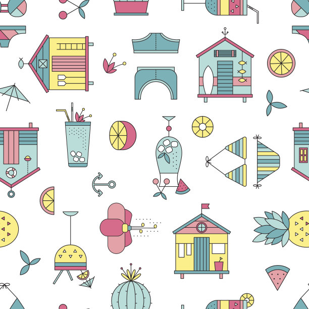 夏日沙滩无缝图案图片下载