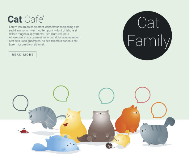 动物横幅与猫的故事为网页设计图片下载