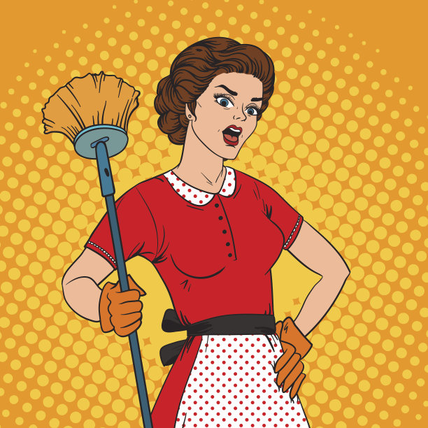 波普艺术风格漫画女性与细菌战斗图片下载