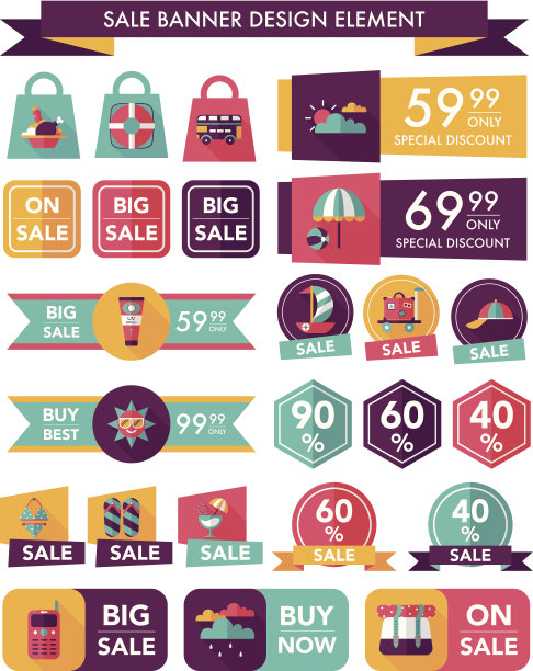 旅游销售横幅设计平面背景设置，eps10图片下载