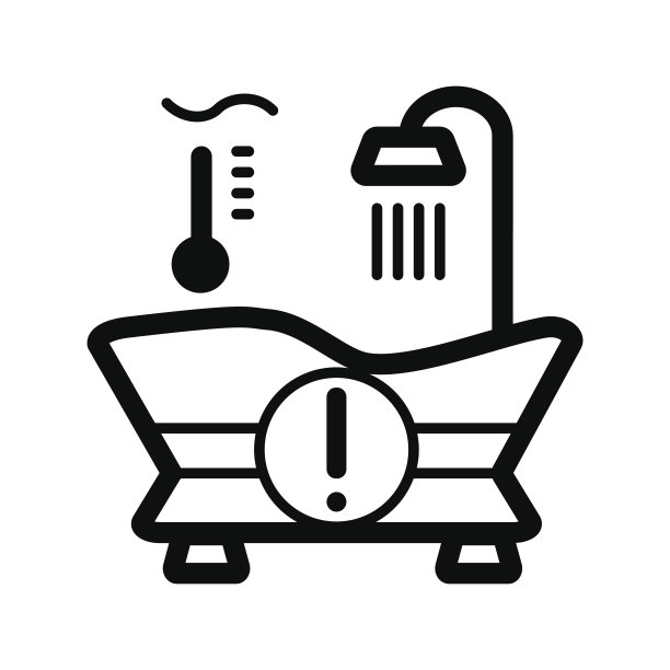 温水温度图标。沐浴符号。线性矢量图图片下载