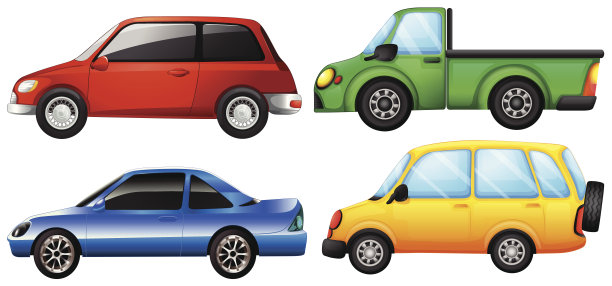 四辆颜色不同的车图片下载
