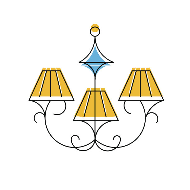 吊灯线条图标，矢量插图，吊灯标志图片下载
