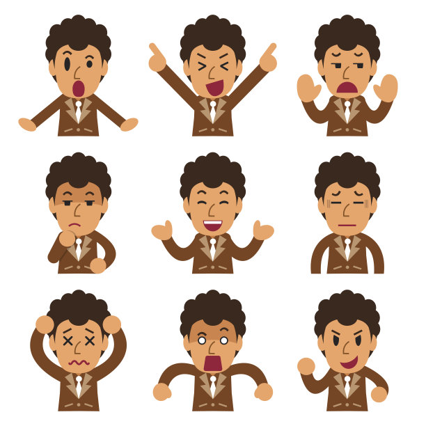 一个商人的脸表现出不同的情绪图片下载