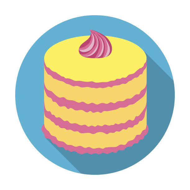 紫色蛋糕图标在平面风格孤立的白色背景。蛋糕符号股票矢量插图。图片下载