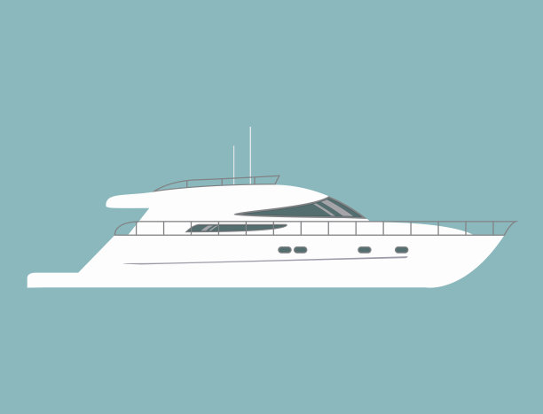 豪华摩托艇航行航道平坦矢量。素材图片