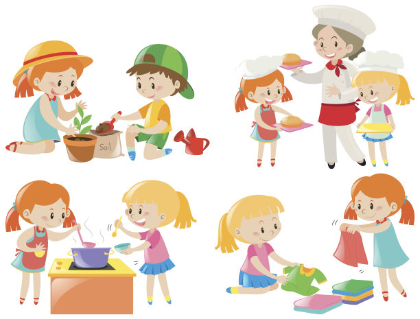 孩子们做不同的家务图片下载