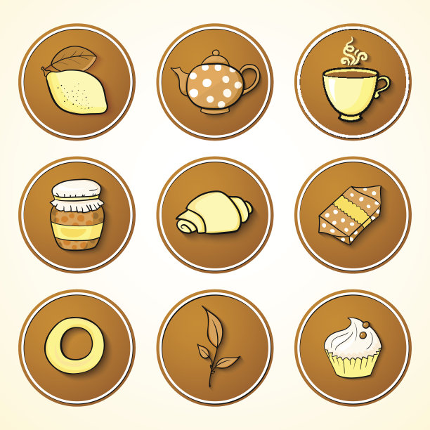 把茶和糖果摆成圆形图标图片下载