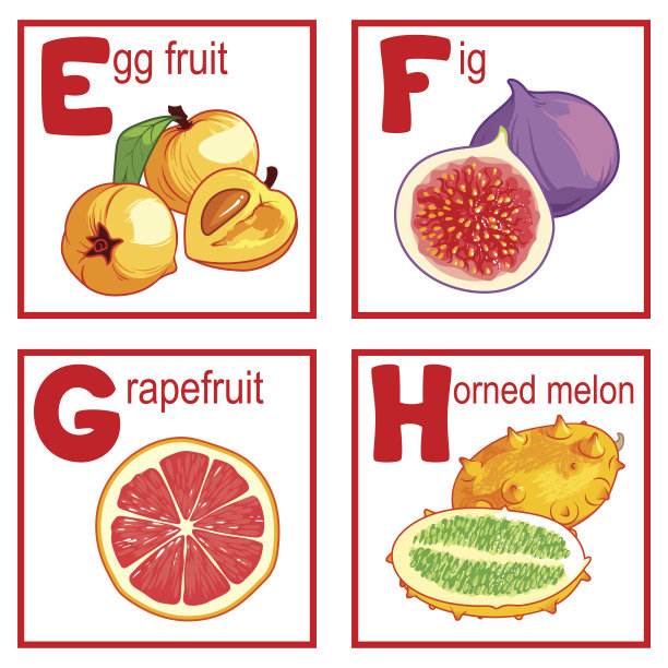 一个有可爱水果的字母表。图片下载