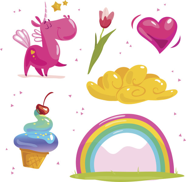 矢量平面仙女元素集合孤立图片下载