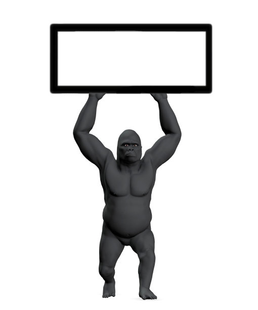 大型大猩猩持有空白标志空间上方的黑色框架图片下载