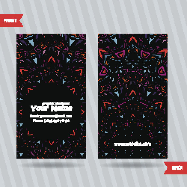 矢量模板一套与涂鸦彩色装饰名片图片下载