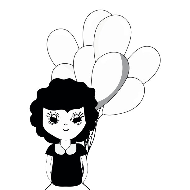 轮廓漂亮的女孩与气球和休闲装图片下载