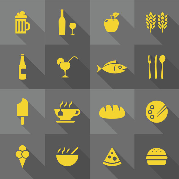矢量平面图标设置-美食图片下载