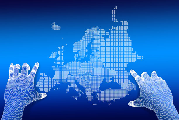 3d手指触摸显示欧洲地图图片下载