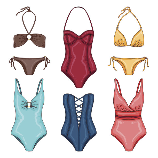 夏日沙滩时尚套装泳装和比基尼图片下载