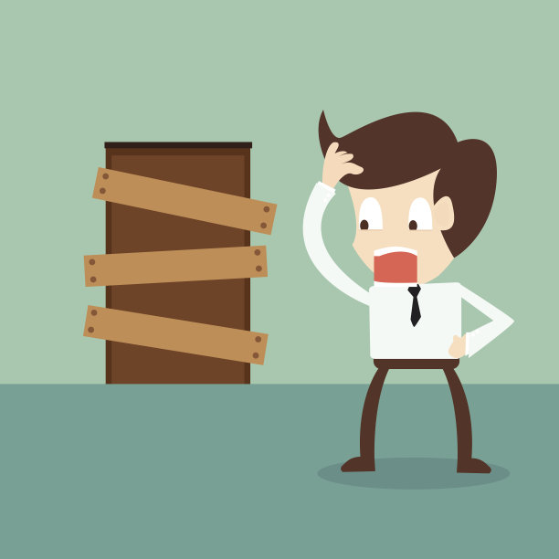 站着的商人和关着的门——进入的障碍图片下载