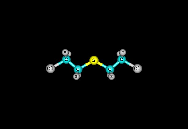 硫芥子分子孤立在黑色上图片下载
