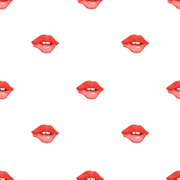 无缝图案手绘波普艺术时尚美女红唇图片下载