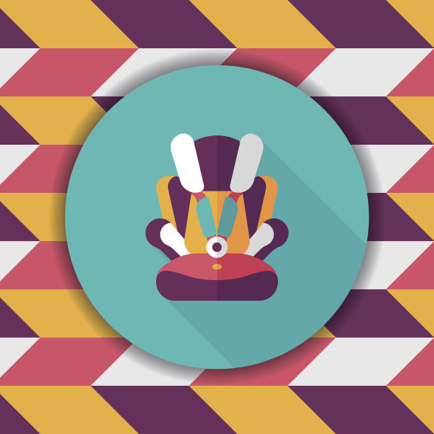 婴儿汽车座椅平图标与长影子，eps10图片下载