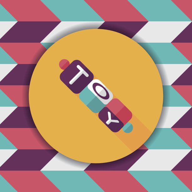 砖块玩具平面图标与长影子，eps10图片下载