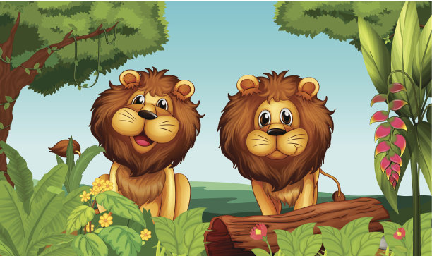 森林里有两只狮子图片下载