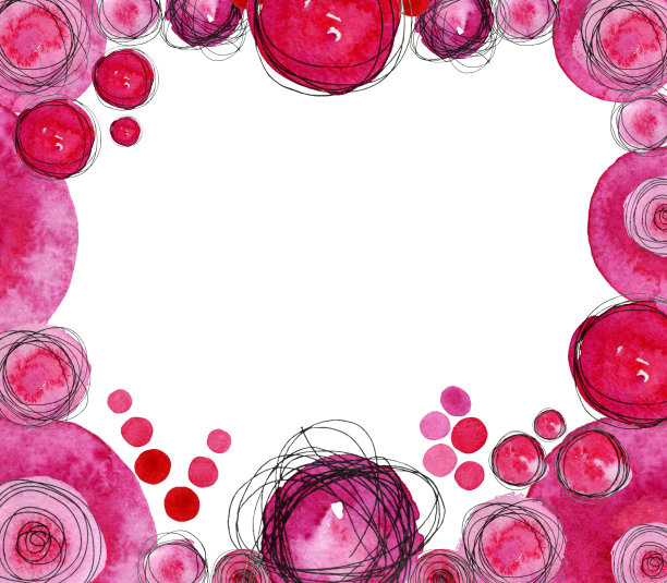 彩色框架由手绘抽象粉色圆圈图片下载