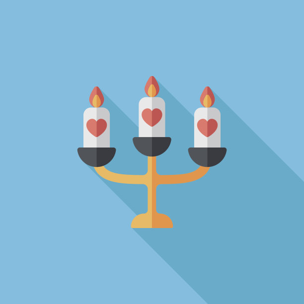 婚礼烛台与长影子的扁平图标，eps10图片下载