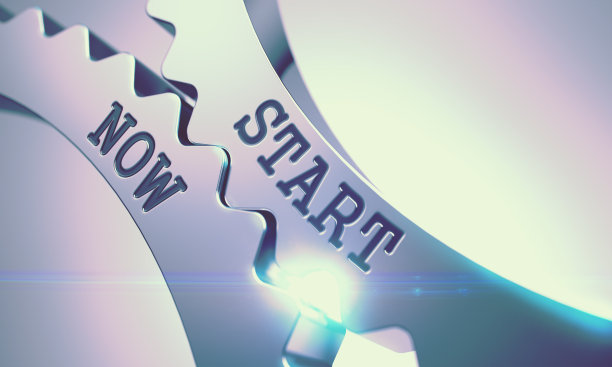 现在开始-金属齿轮的机制。3 d素材图片