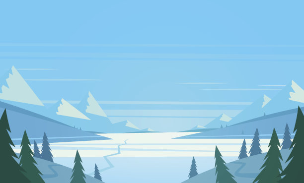 冬天的风景。矢量插图。图片下载