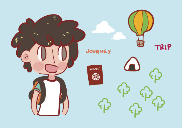 男孩背包旅行插图图片下载