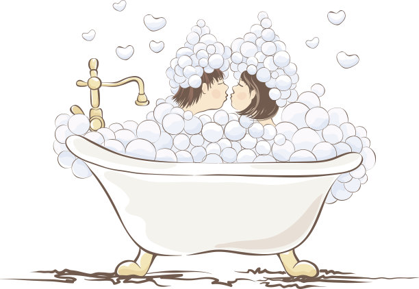 情人卡，一对情侣在浴室里图片下载