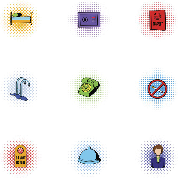 旅馆图标设置，波普艺术风格图片下载