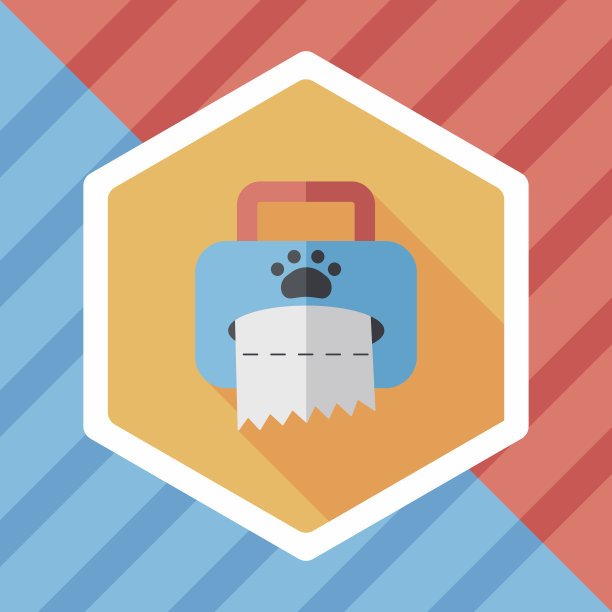 宠物风格纸巾盒扁平图标与长影子，eps10图片下载