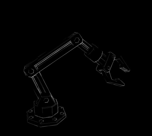 机械手臂。孤立在黑色背景上。示意图说明。图片下载