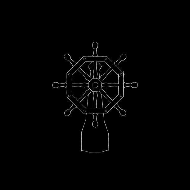 船掌舵。孤立在黑色背景上。示意图说明。图片下载