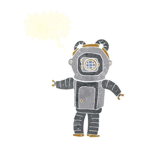 卡通深海潜水员与语音泡泡图片下载