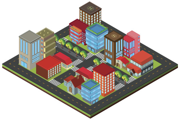 带建筑的城市场景三维设计图片下载