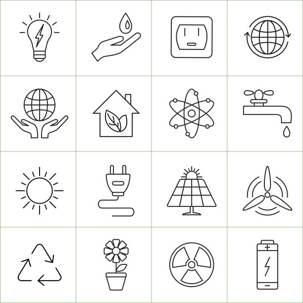 生态和能源线图标。图片下载