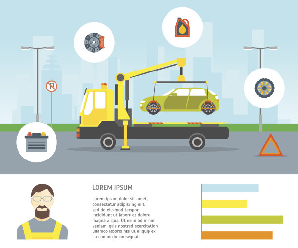 卡通汽车疏散服务卡。向量图片下载