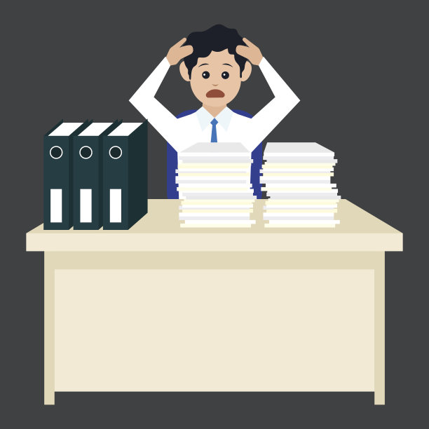 忙碌的商人因办公室里满是文书工作而倍感压力，卡通概念。矢量图图片下载