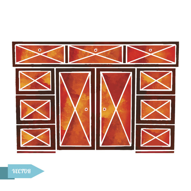 水彩木制橱柜图片下载