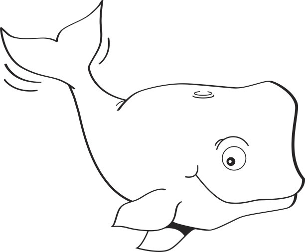 卡通微笑的鲸鱼。图片下载