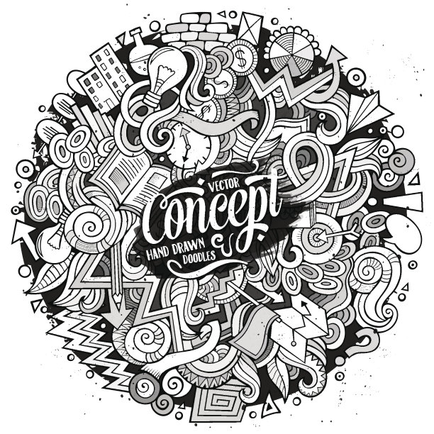 卡通可爱的涂鸦手绘创意插图素材图片
