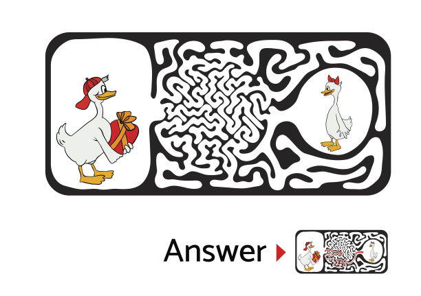 儿童迷宫拼图，迷宫插图与解答。图片下载