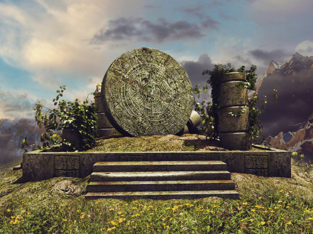 玛雅神庙的废墟图片下载