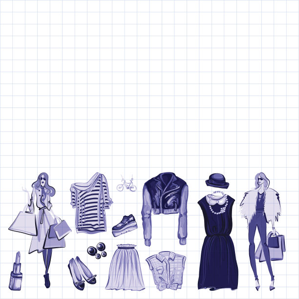 矢量集时尚和香水元素数字水彩图片下载