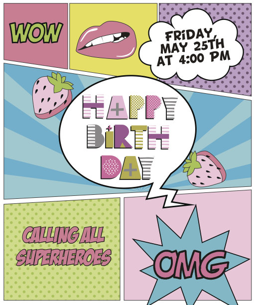 波普艺术风格的生日请柬图片下载