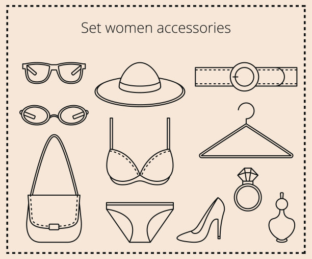 线条画集女性配件图片下载